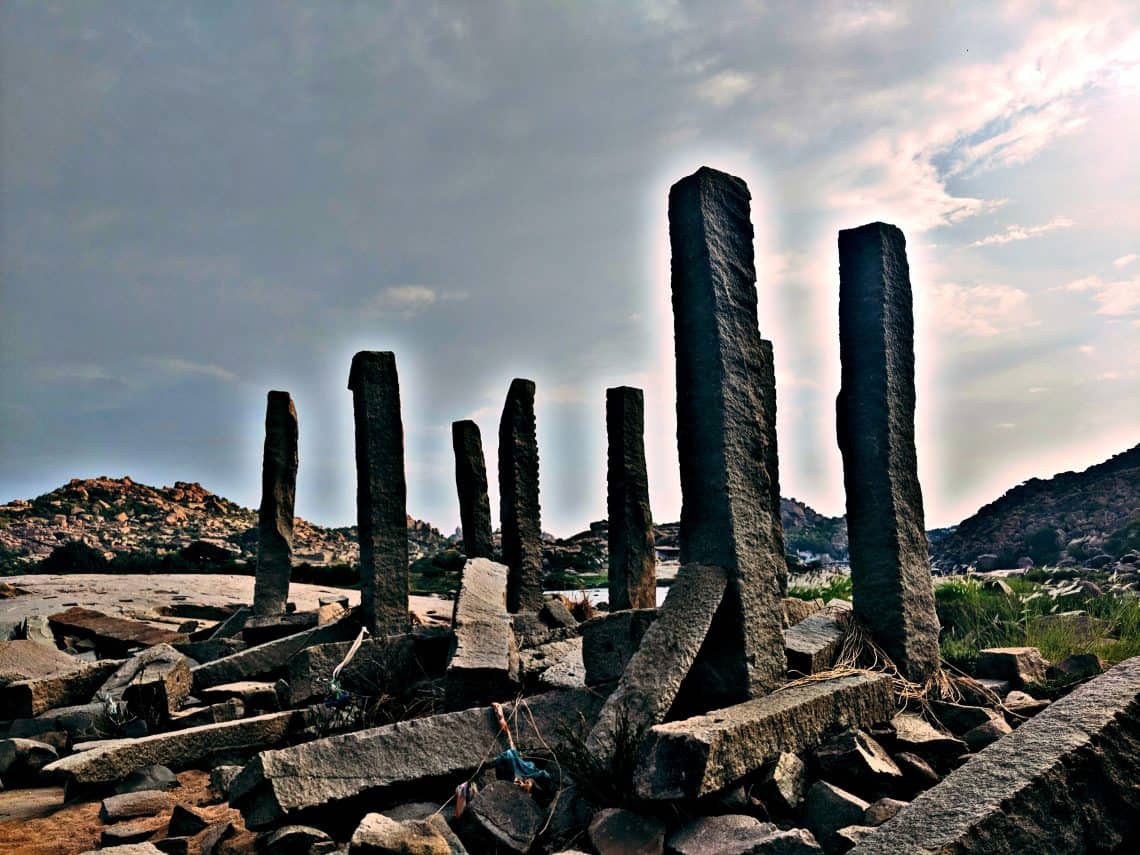 Hampi stone structures historical UNESCO monument