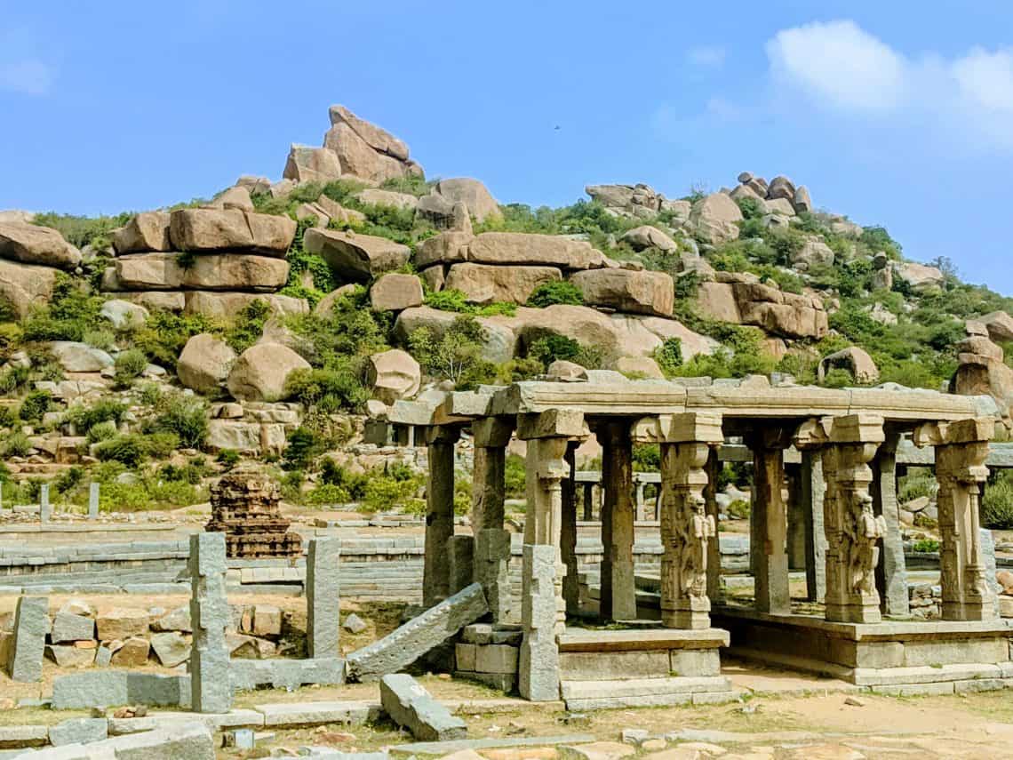 Hampi stone structures historical UNESCO monument